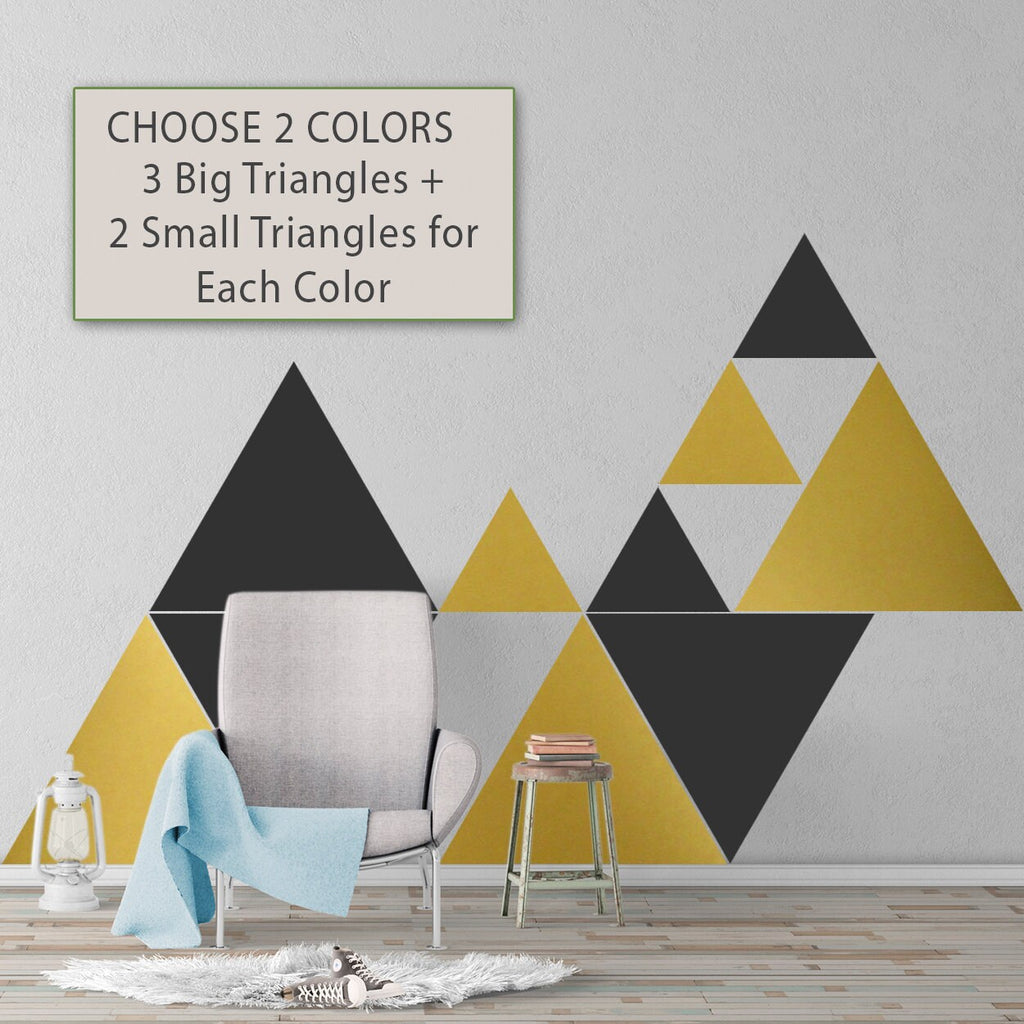 Mid Century Geometric Triangle Wall Decals: Modern Minimalist Decor