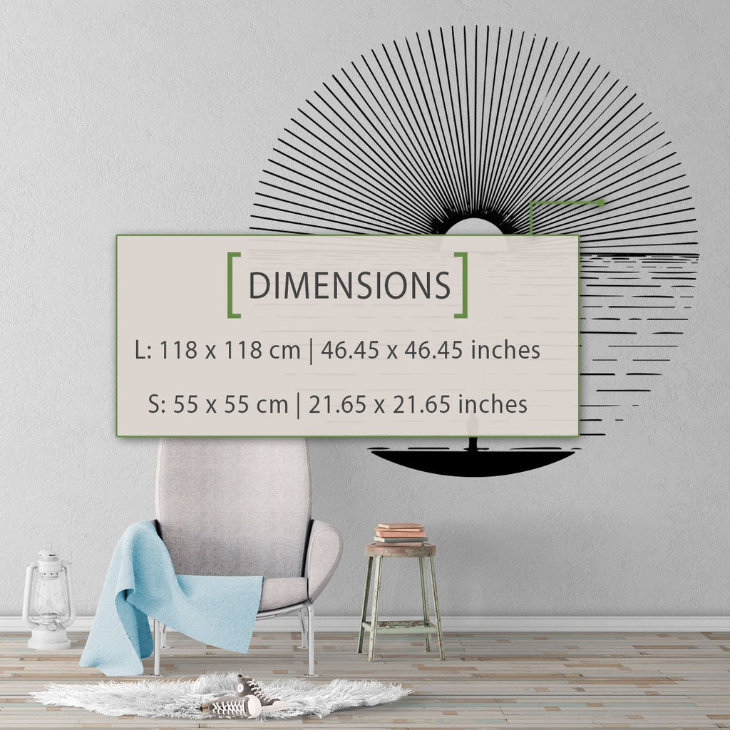 Ocean Sun Vinyl Wall Decal: Minimalist Home Decor