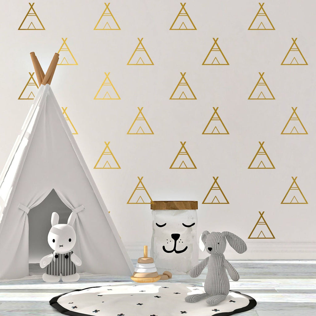 Tee Pee Wall Decals: Nursery Decor, 30 Pack (4x4 in)