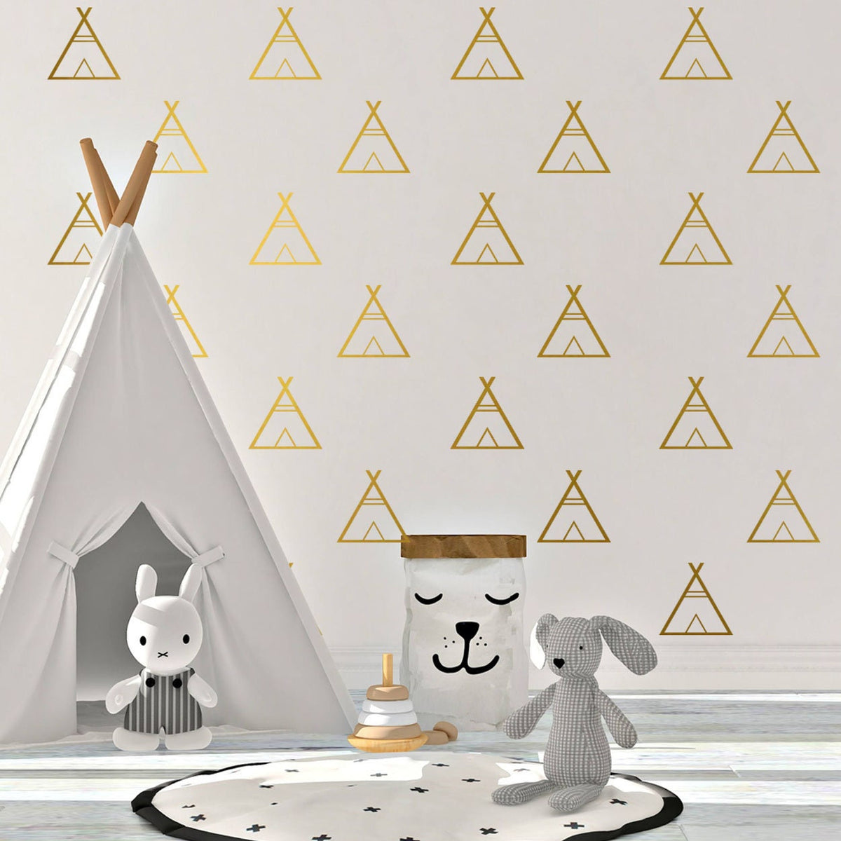 Tee Pee Wall Decals: Nursery Decor, 30 Pack (4x4 in)