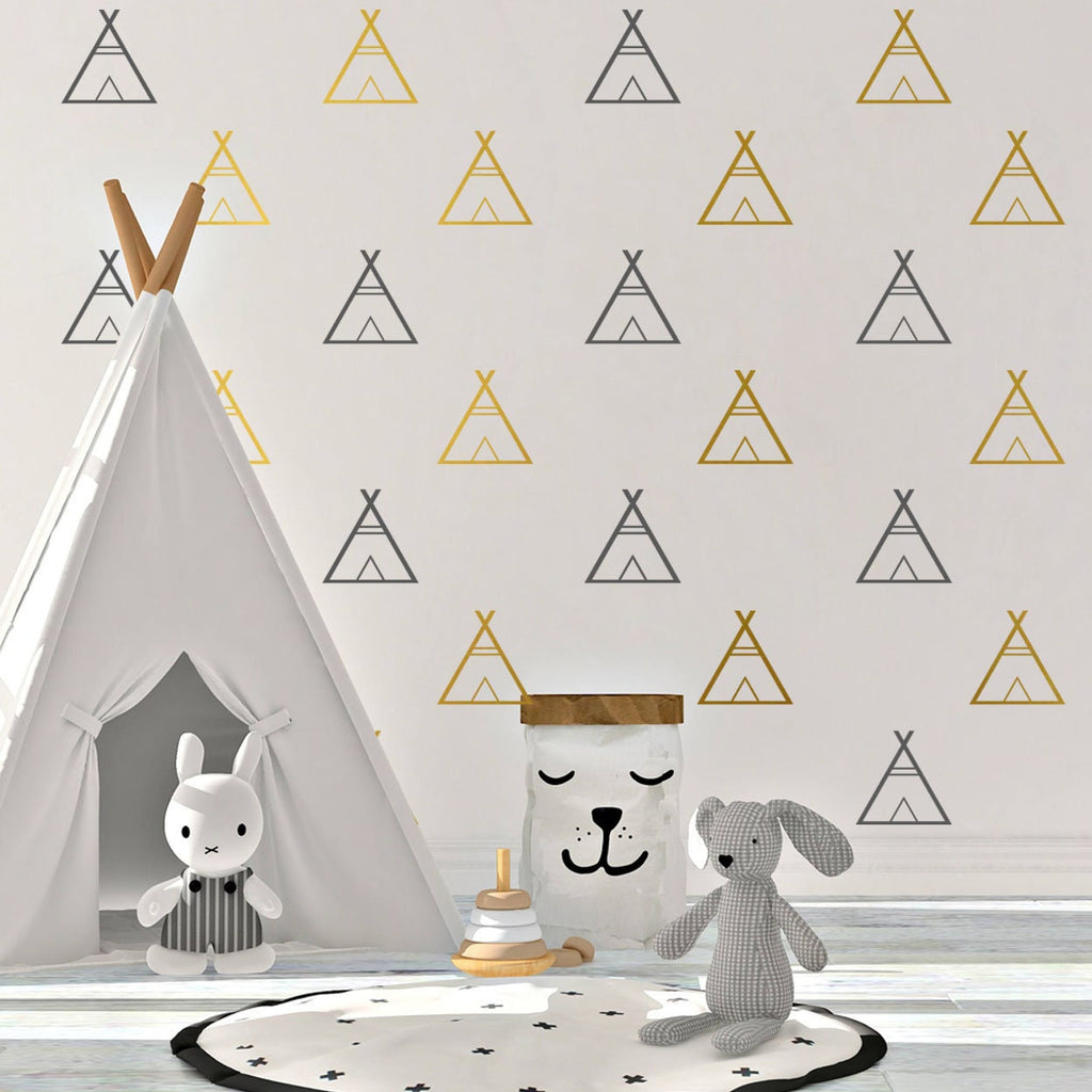 Tee Pee Wall Decals: Nursery Decor, 30 Pack (4x4 in)