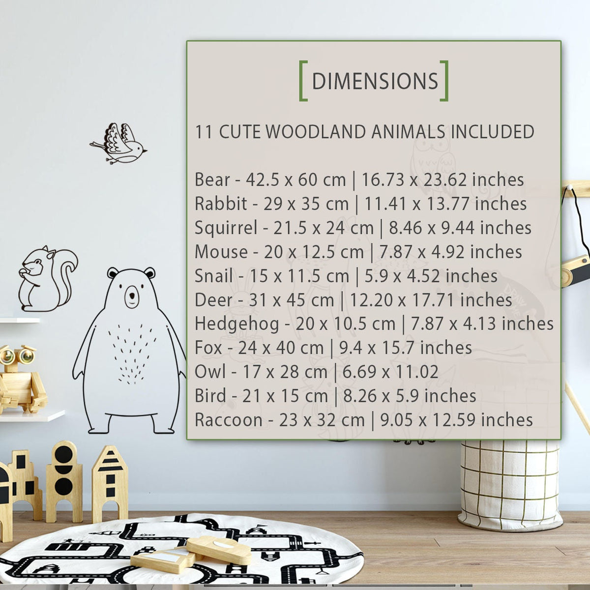Minimalist Woodland Animals Vinyl Decal: Cozy Nursery Decor