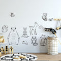 Minimalist Woodland Animals Vinyl Decal: Cozy Nursery Decor