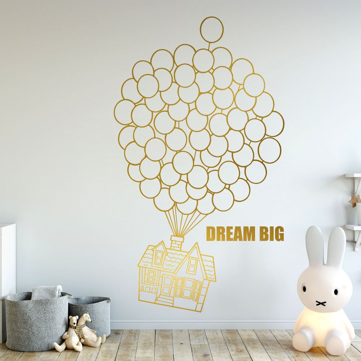 Dream Big Nursery Wall Decal: House with Balloons