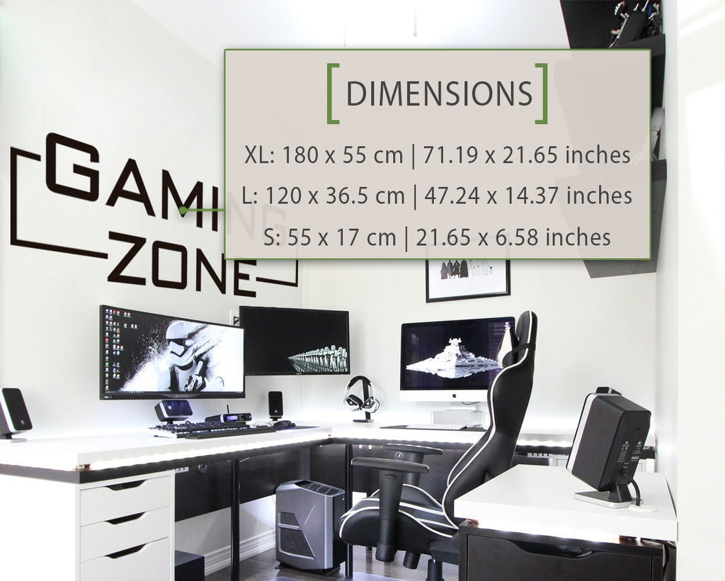 Gaming Zone Wall Decal, Gamer Room Decor, Battlestation Sticker, Minimalist Vinyl Wall Art