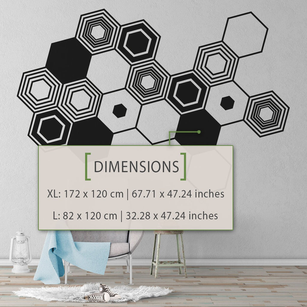 Hexagon Wall Decals: Geometric Abstract Art, Office Decor