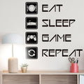 Eat Sleep Game Repeat Wall Decal, Gamer Room Decor, Battlestation Vinyl Sticker