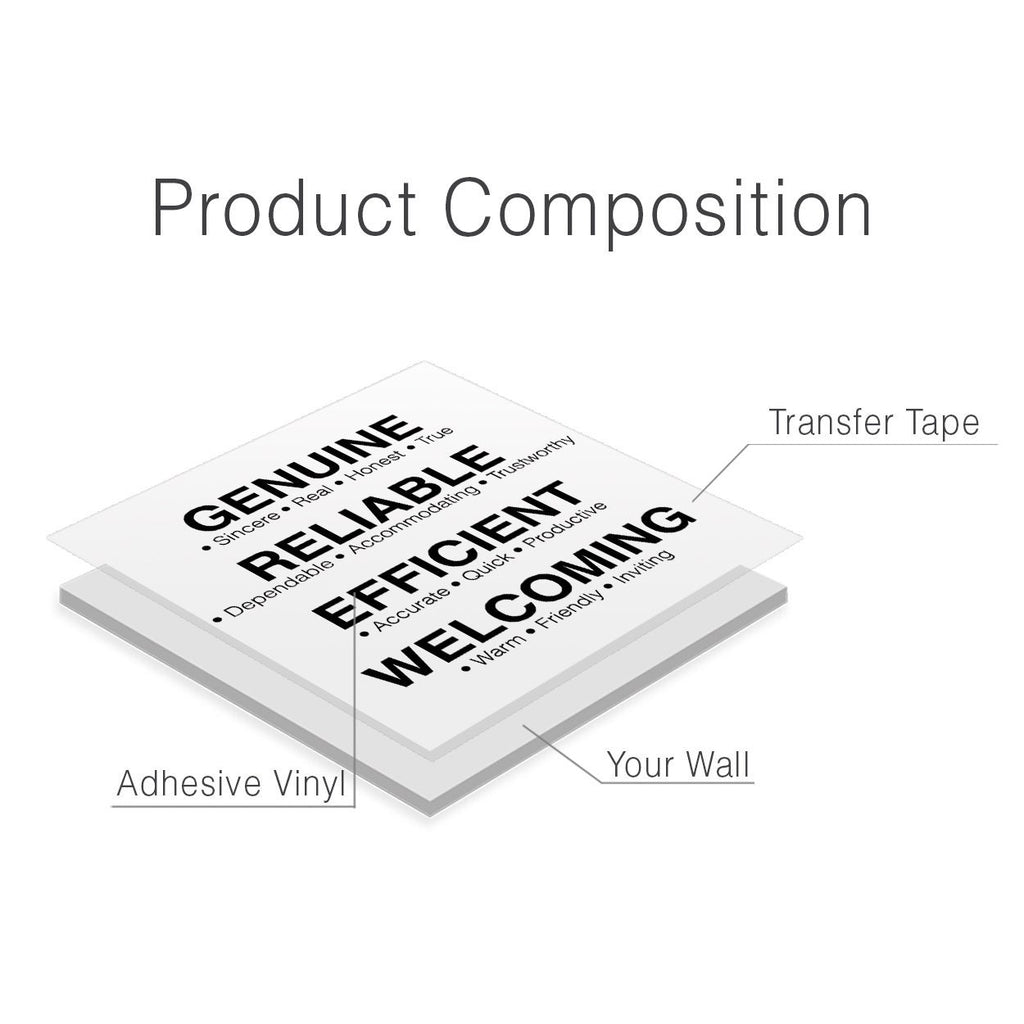 Inspirational Office Values Wall Decal: Motivational Typography Art