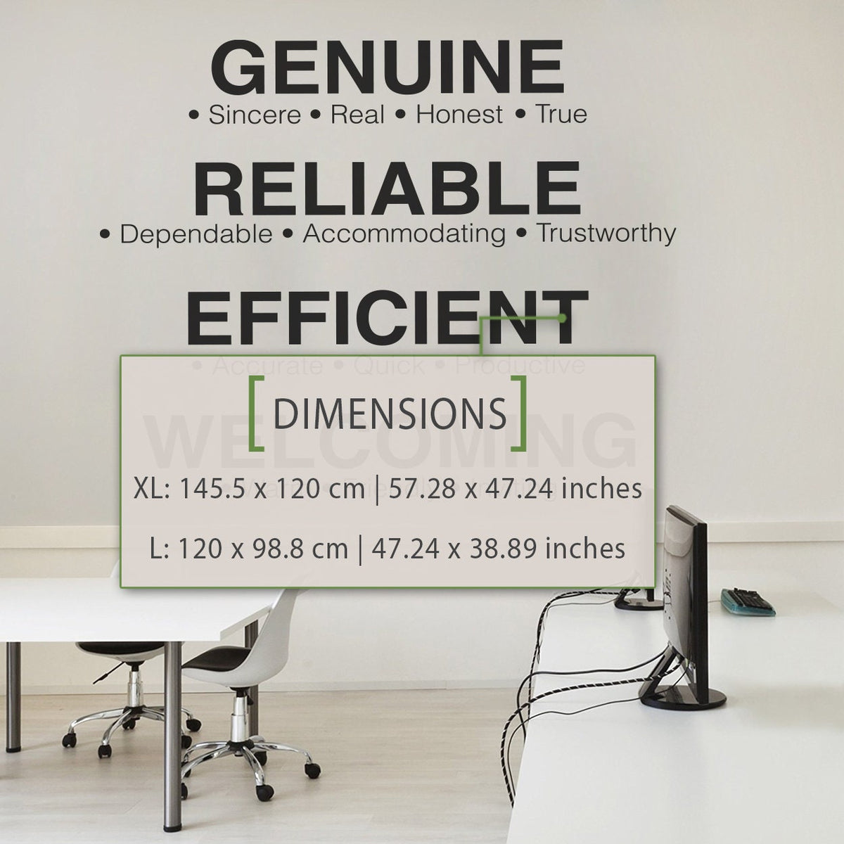 Inspirational Office Values Wall Decal: Motivational Typography Art