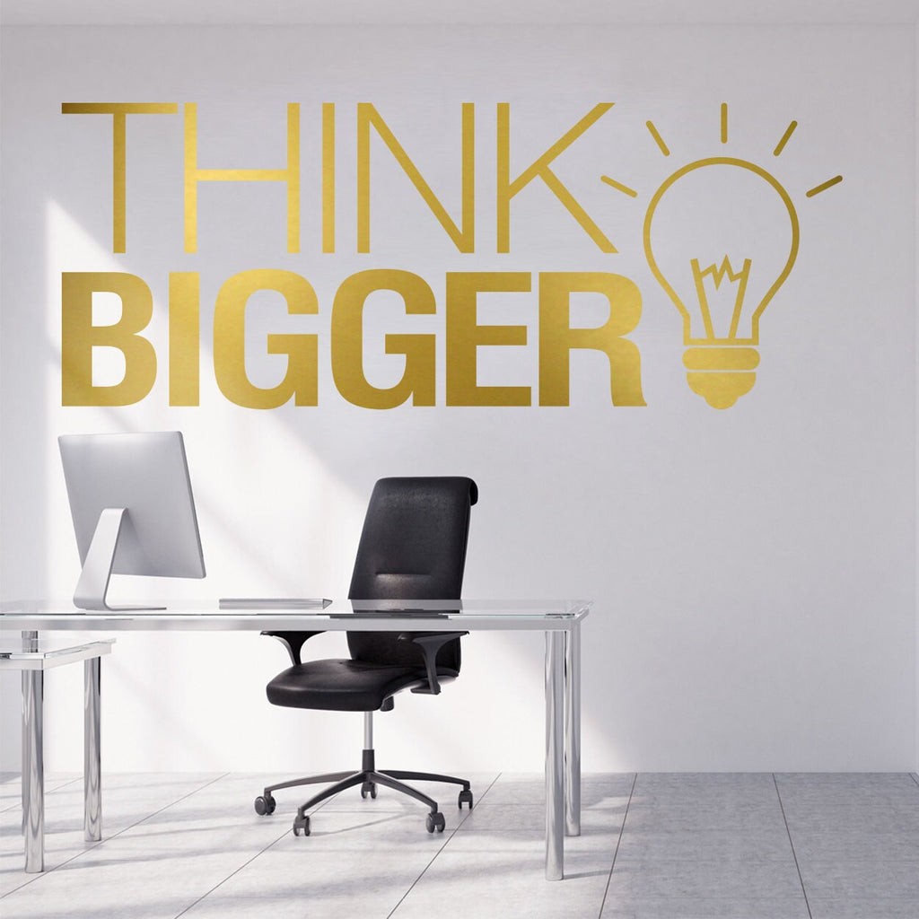 Think Bigger Office Wall Decal: Inspirational Typography Art