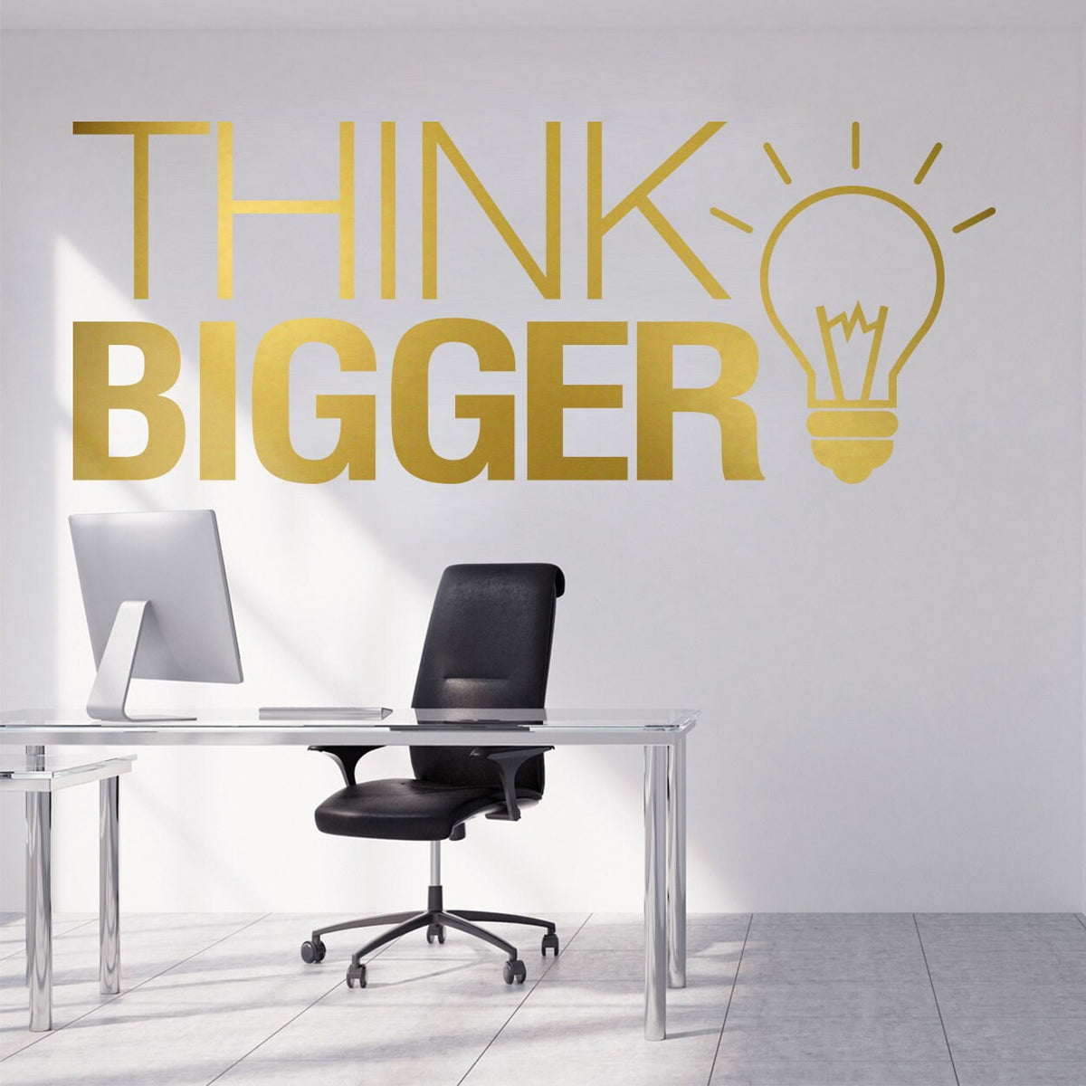 Think Bigger Office Wall Decal: Inspirational Typography Art