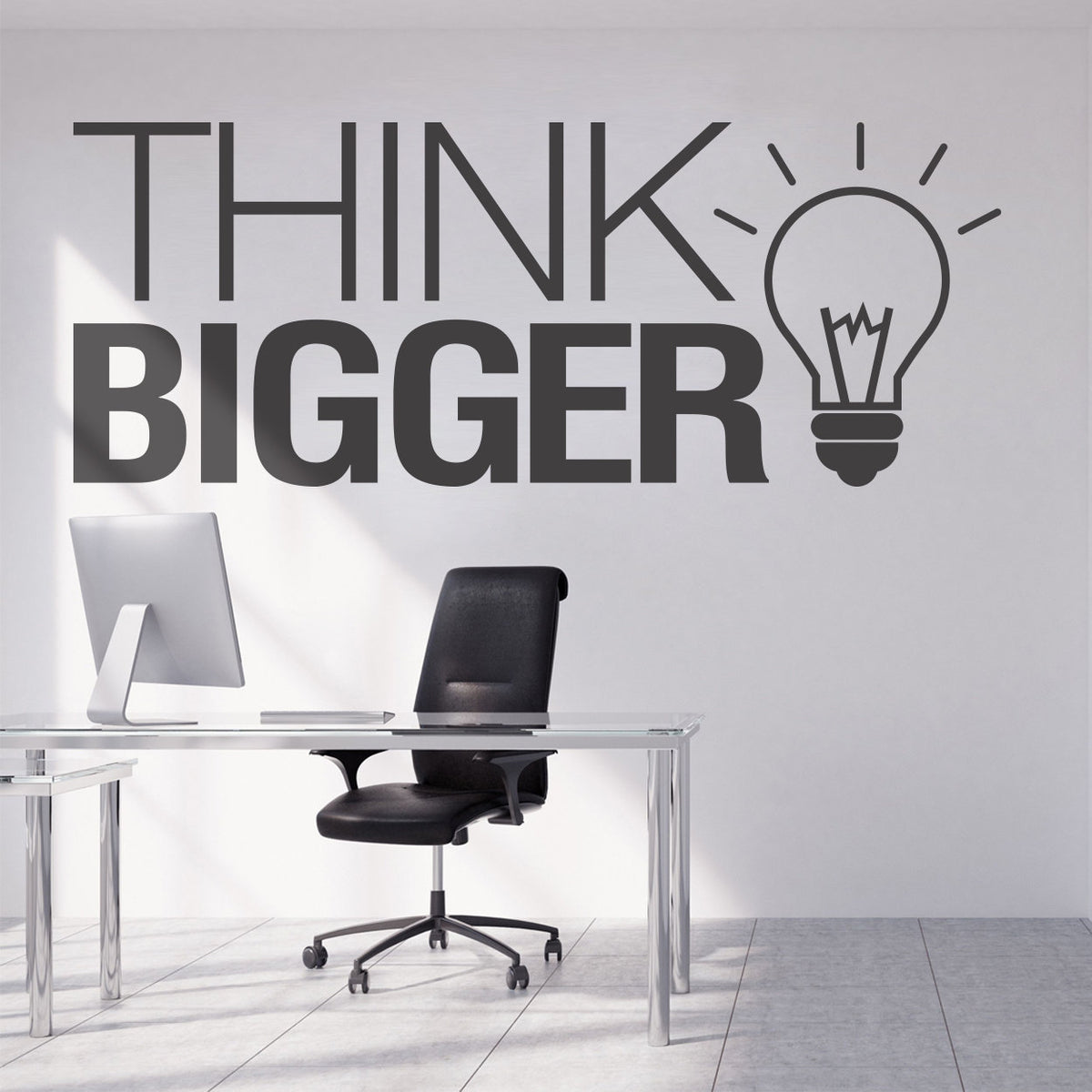Think Bigger Office Wall Decal: Inspirational Typography Art
