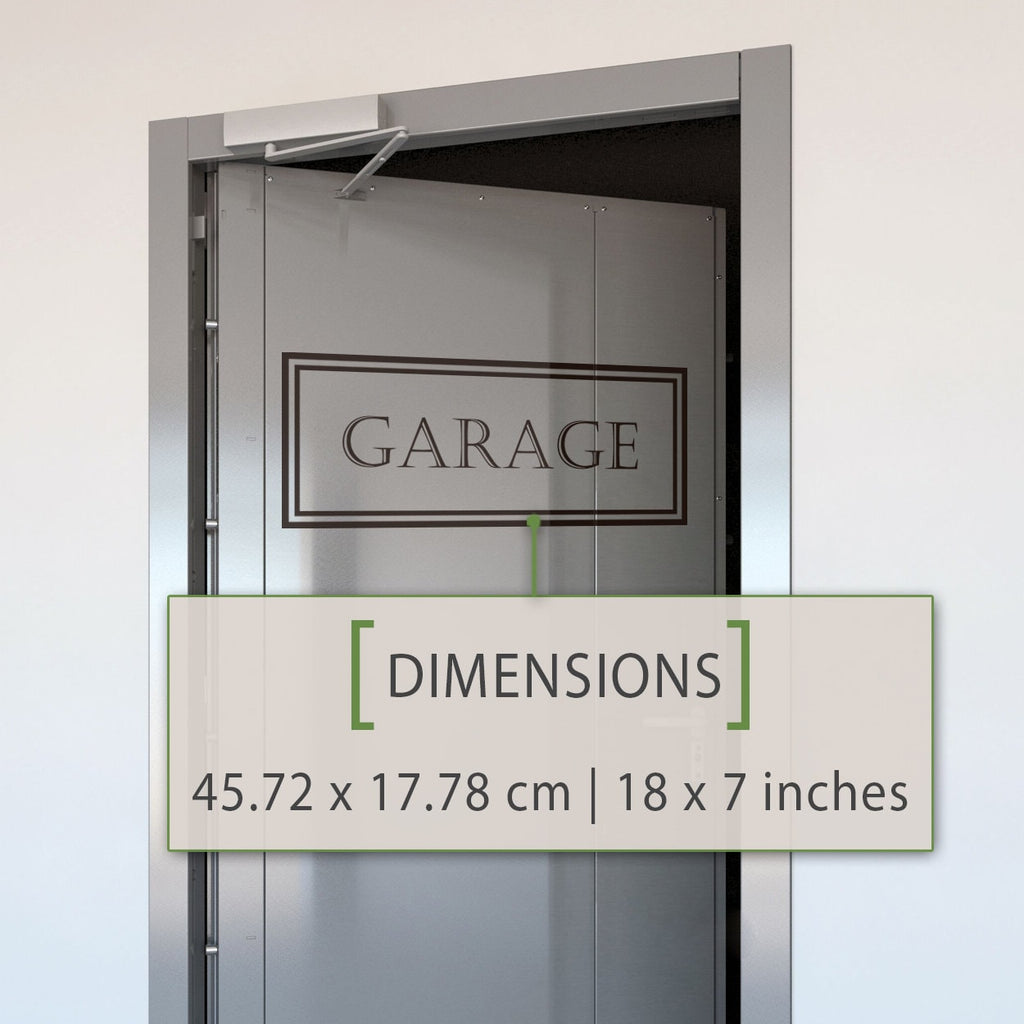 Garage Door Vinyl Decal: Organization Sticker, Garage Decor (18x7 inches)