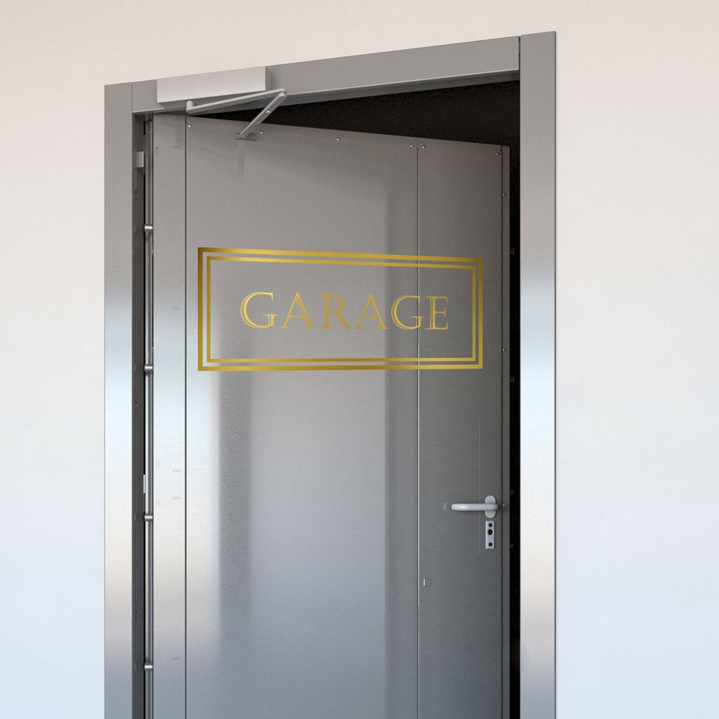 Garage Door Vinyl Decal: Organization Sticker, Garage Decor (18x7 inches)