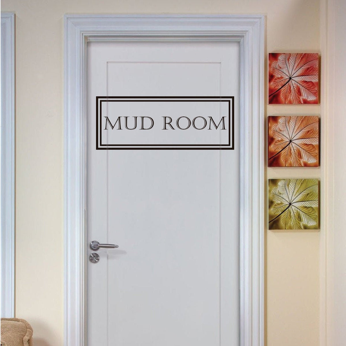 Mud Room Door Vinyl Decal: Organization Sticker