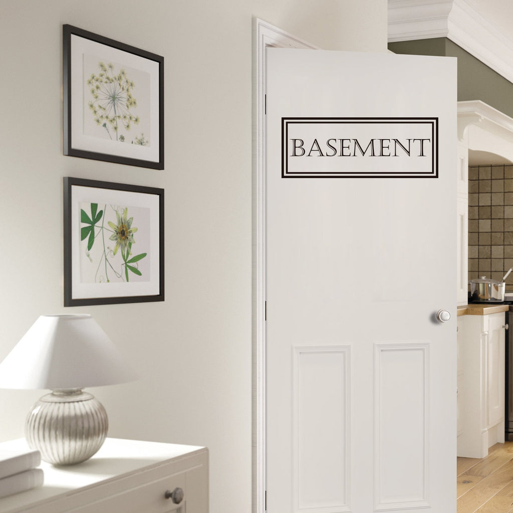 Basement Door Vinyl Decal: Organization Sticker