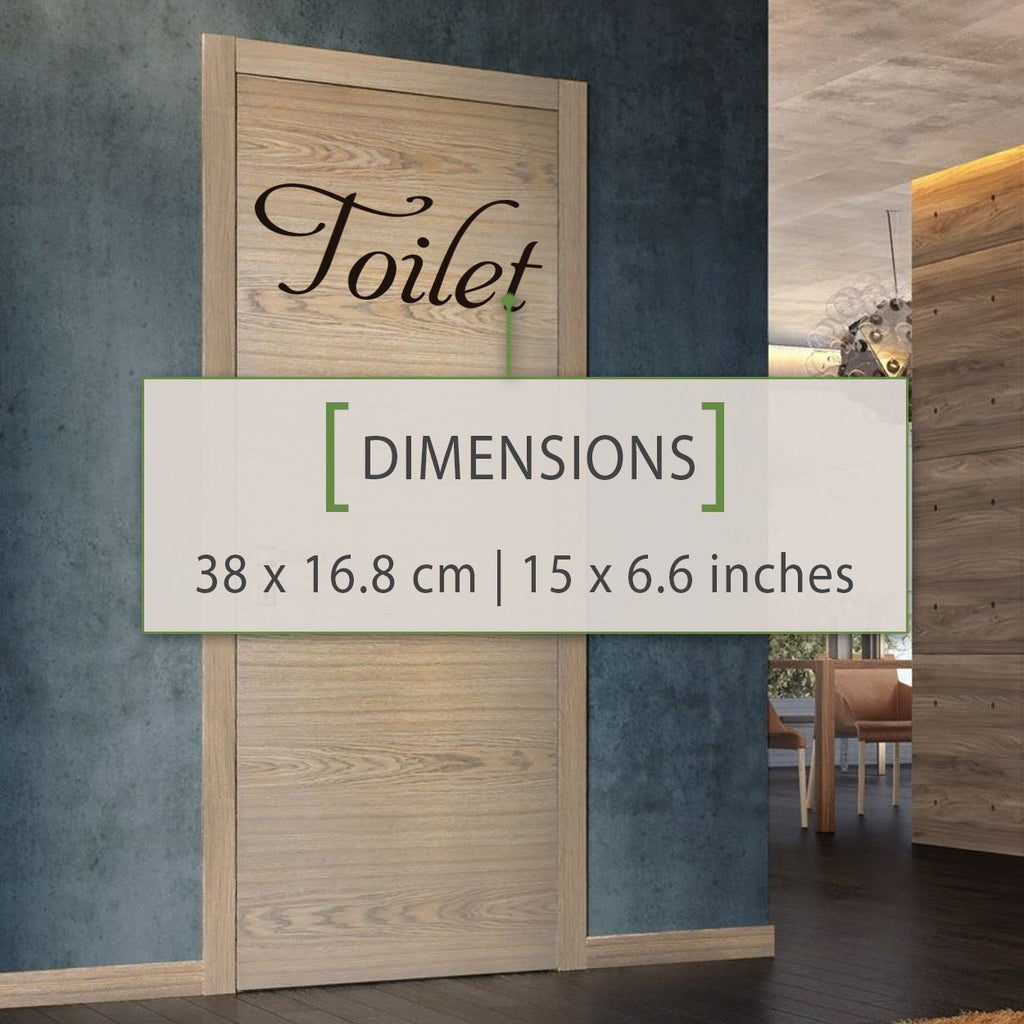 Toilet Door Vinyl Decal: Restroom Decor Sticker (15 x 6.6 inches)