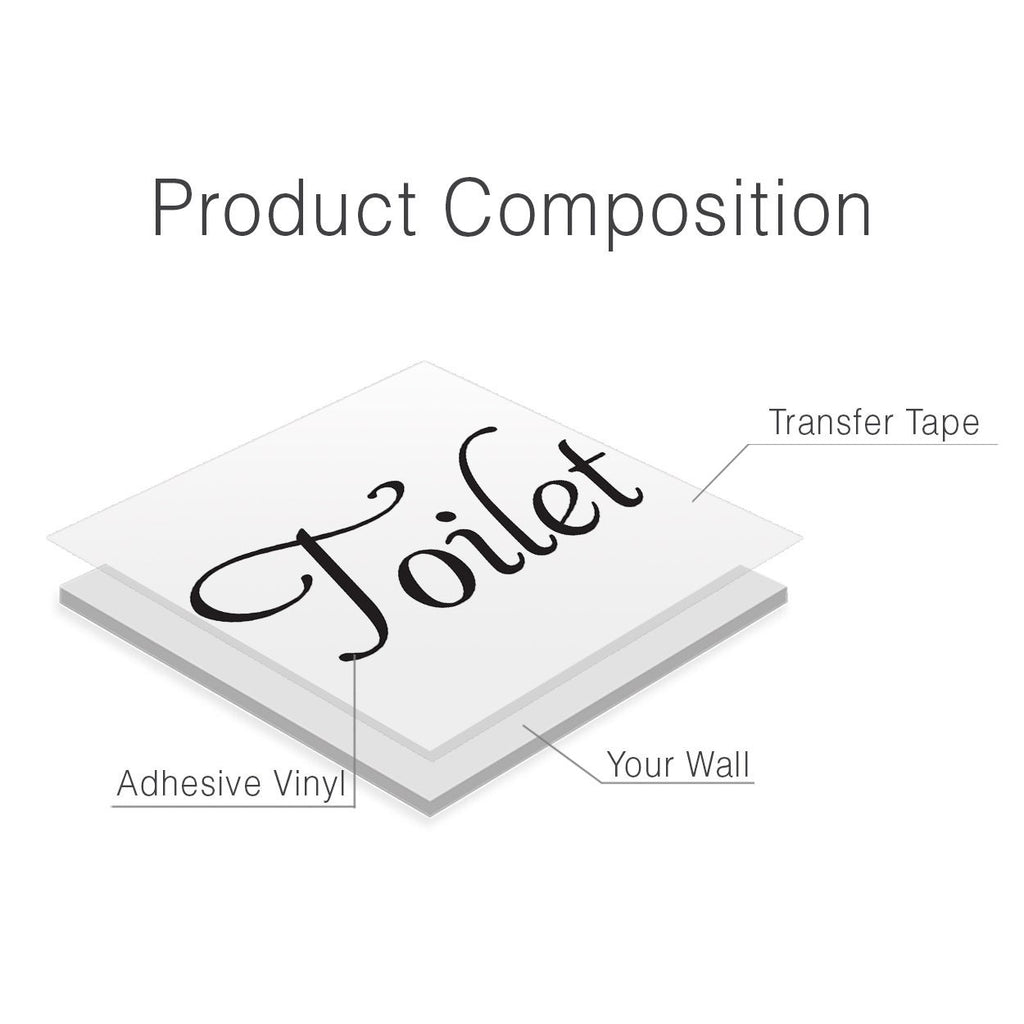 Toilet Door Vinyl Decal: Restroom Decor Sticker (15 x 6.6 inches)