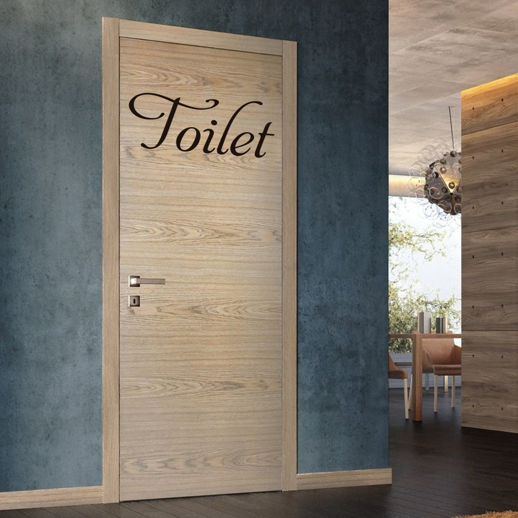 Toilet Door Vinyl Decal: Restroom Decor Sticker (15 x 6.6 inches)