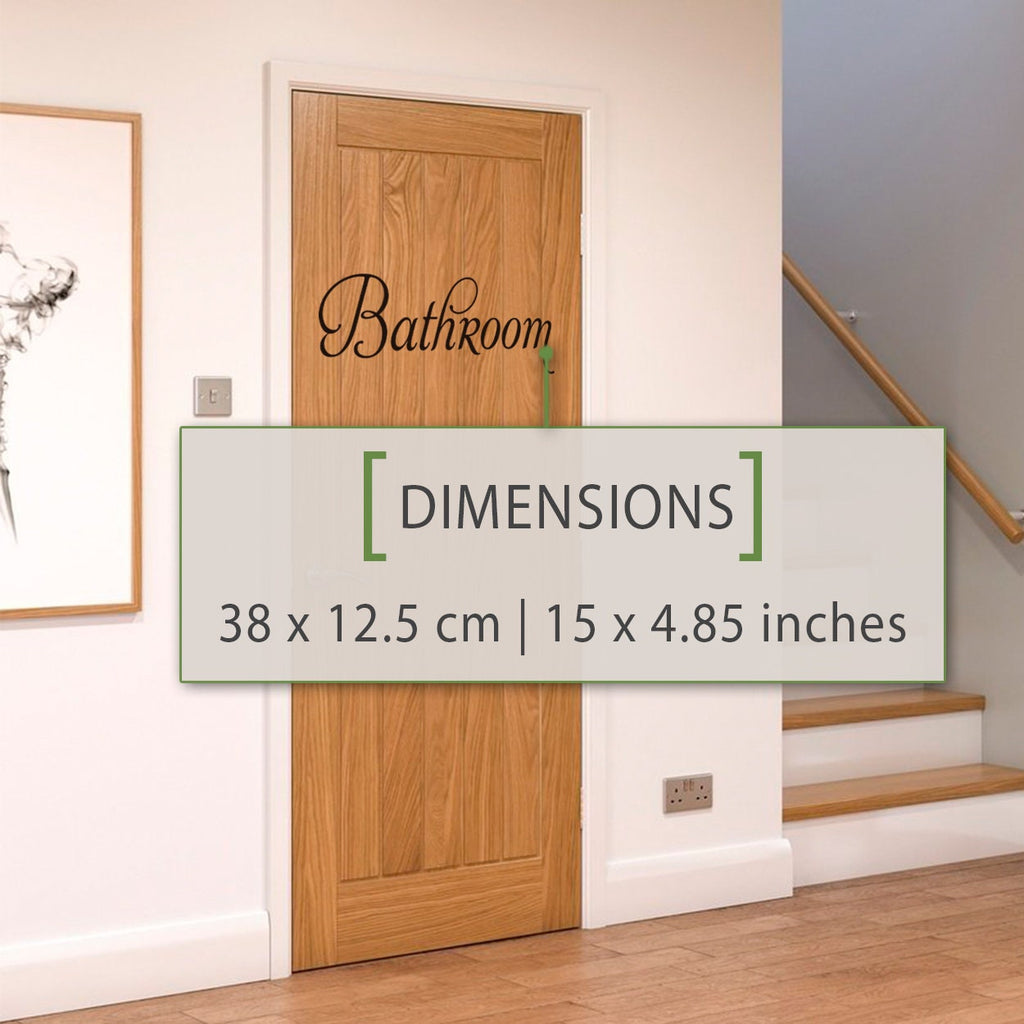 Bathroom Vinyl Decal: Door Sticker, Home Decor (15x4.85 inches)