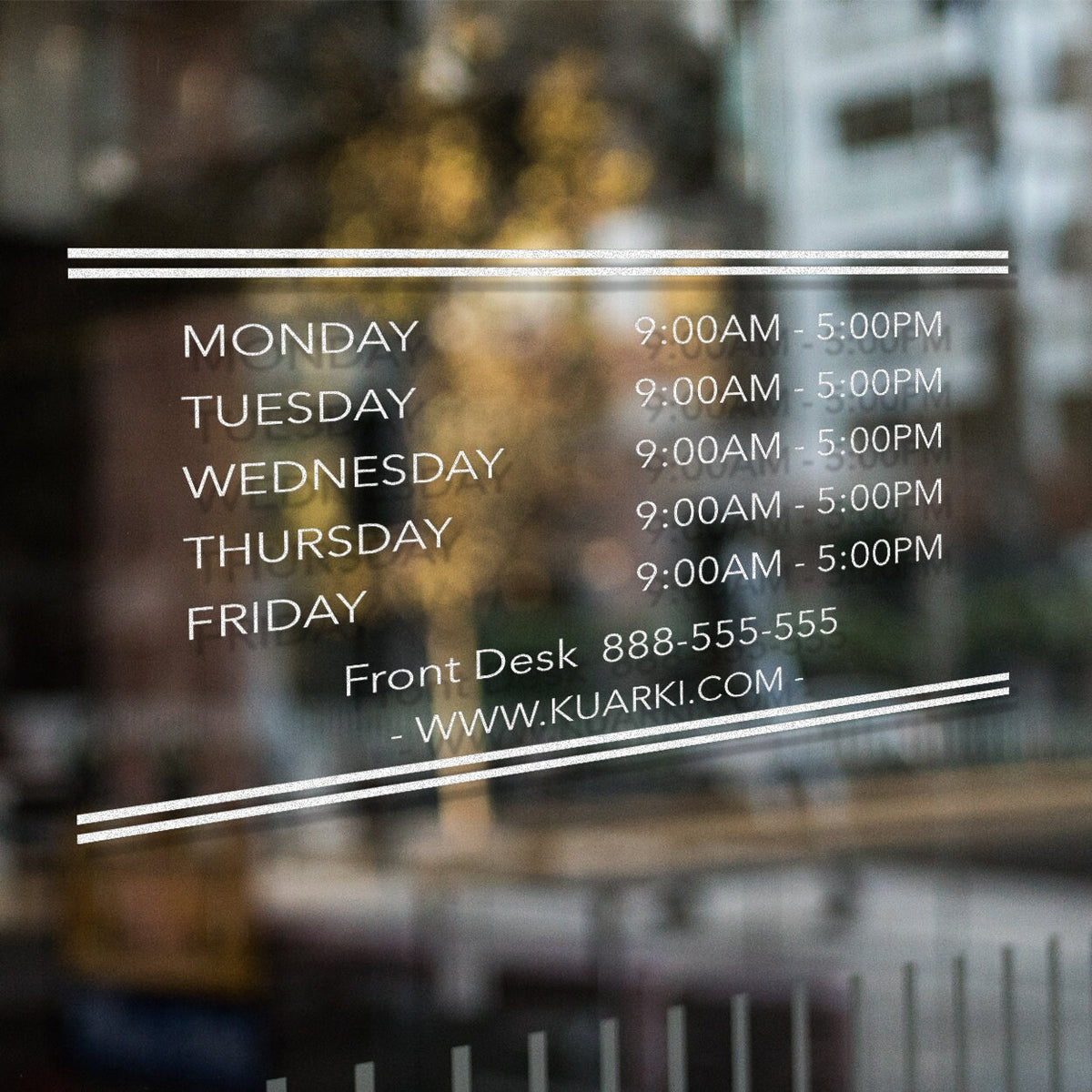 Business Hours Vinyl Decal - Storefront Window Sign