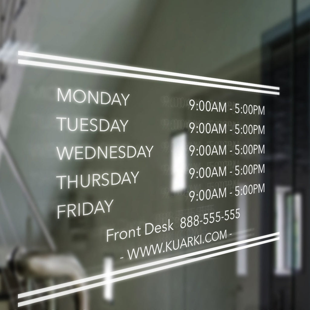 Business Hours Vinyl Decal - Storefront Window Sign