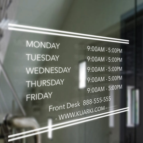 Business Hours Vinyl Decal - Storefront Window Sign