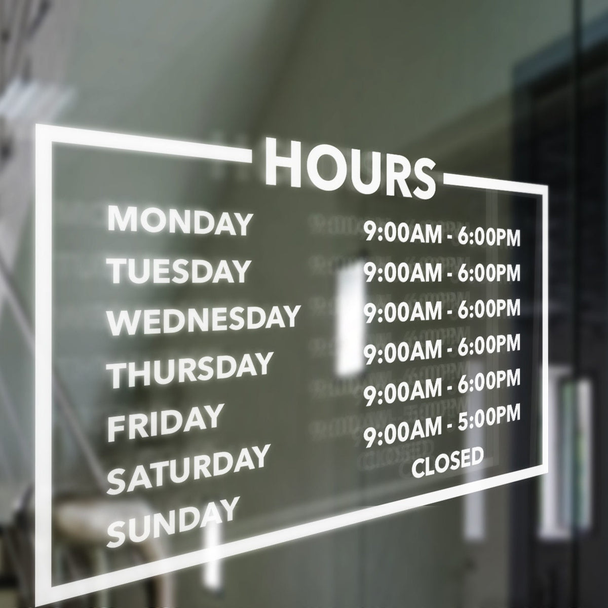 Business Hours Decal: Store Front Window Sign, Boutique Office Decor