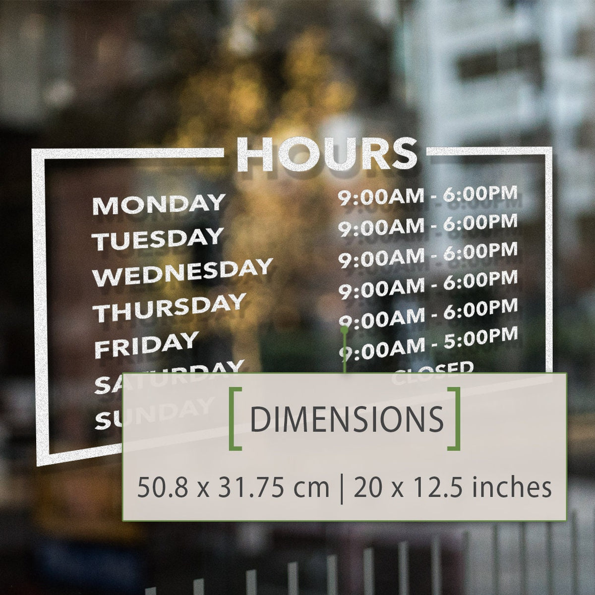 Business Hours Decal: Store Front Window Sign, Boutique Office Decor
