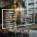 Business Hours Decal: Store Front Window Sign, Boutique Office Decor