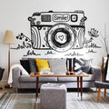 Floral Camera Wall Decal: Die-Cut Vinyl Art, Easy Application