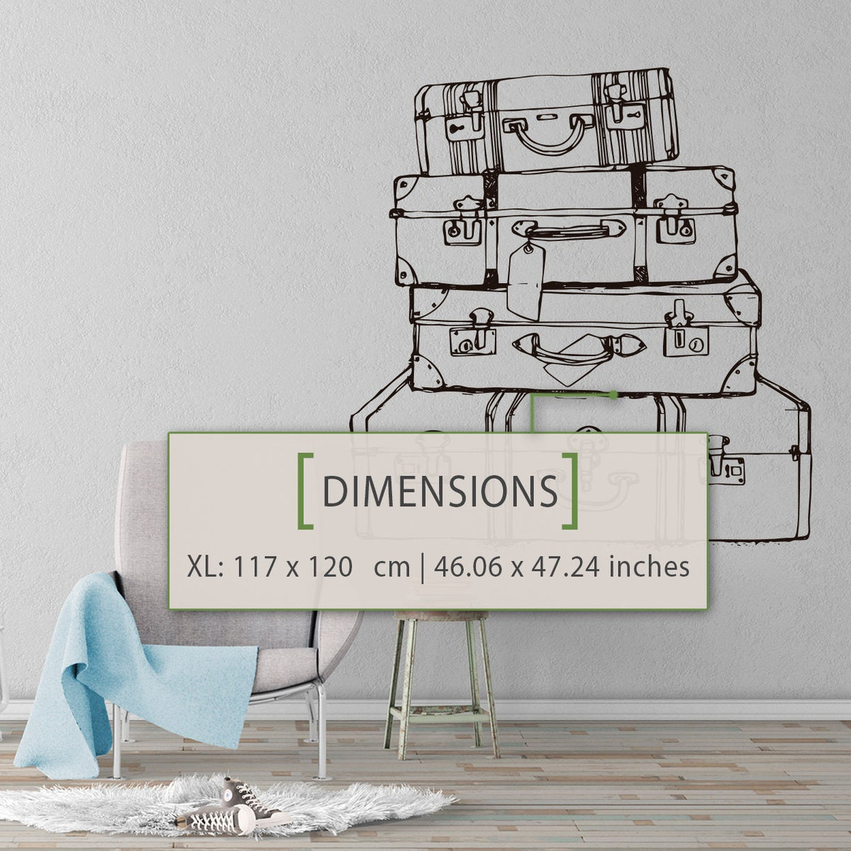 Vintage Luggage Wall Decal: Travel Home Decor
