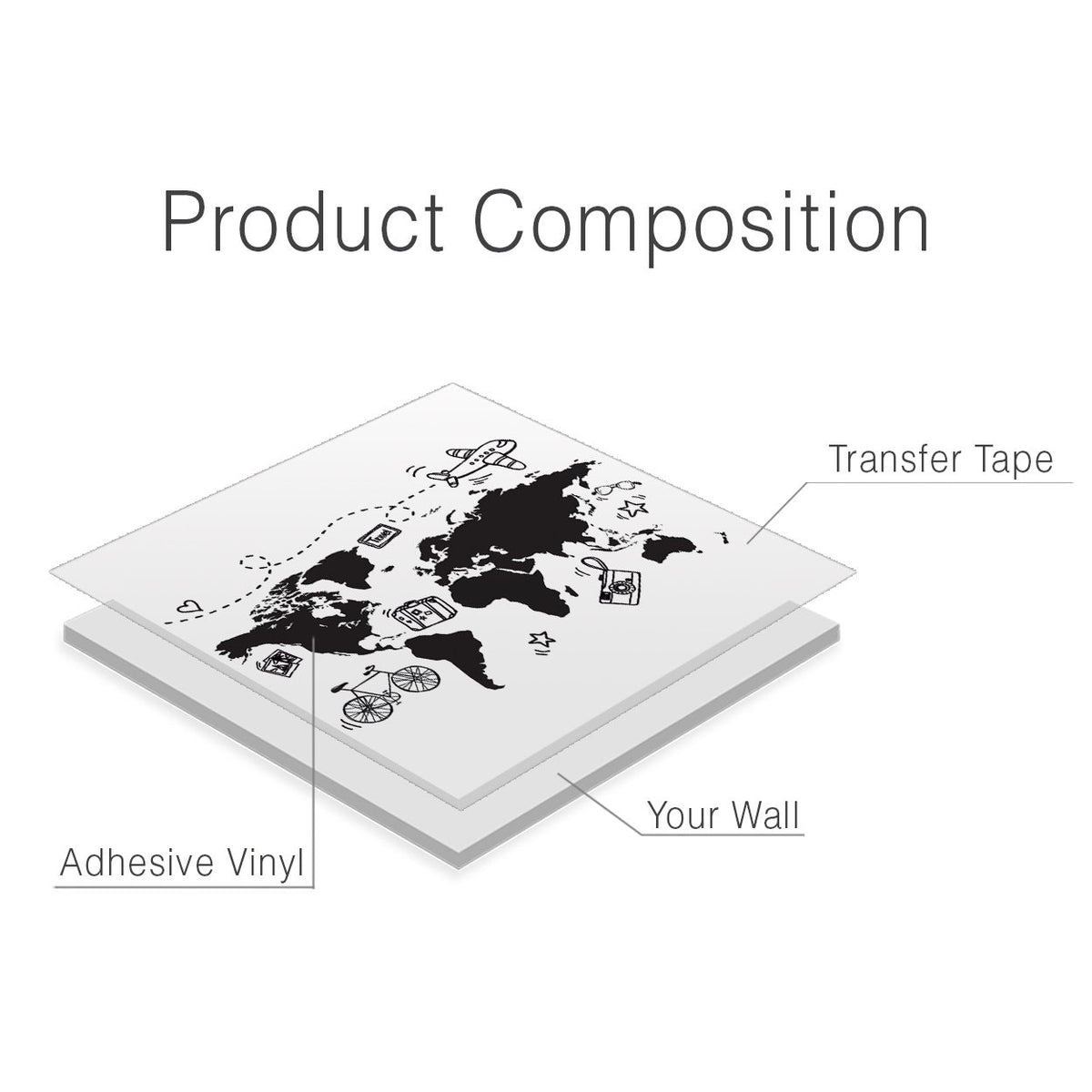 Travel World Map Wall Decal: Kids Adventure Home Decor