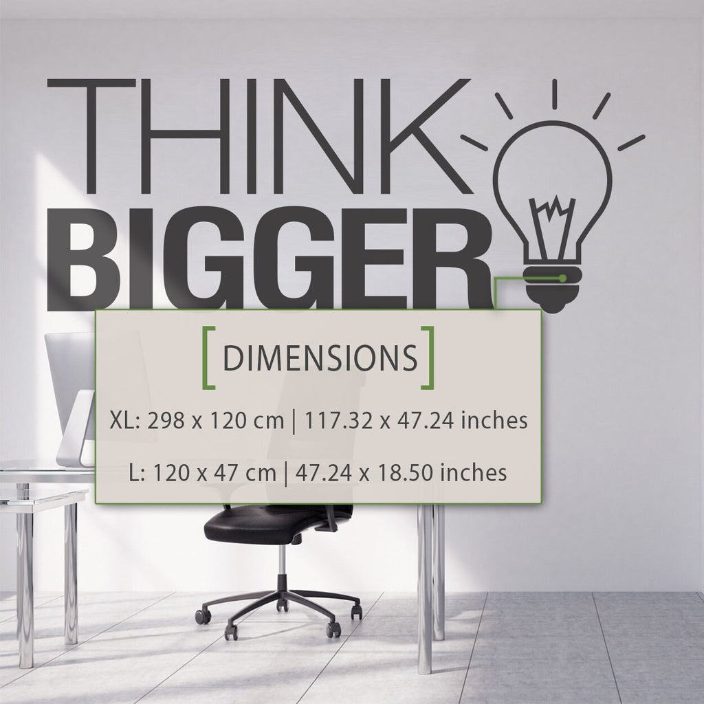 Think Bigger Office Wall Decal: Inspirational Typography Art