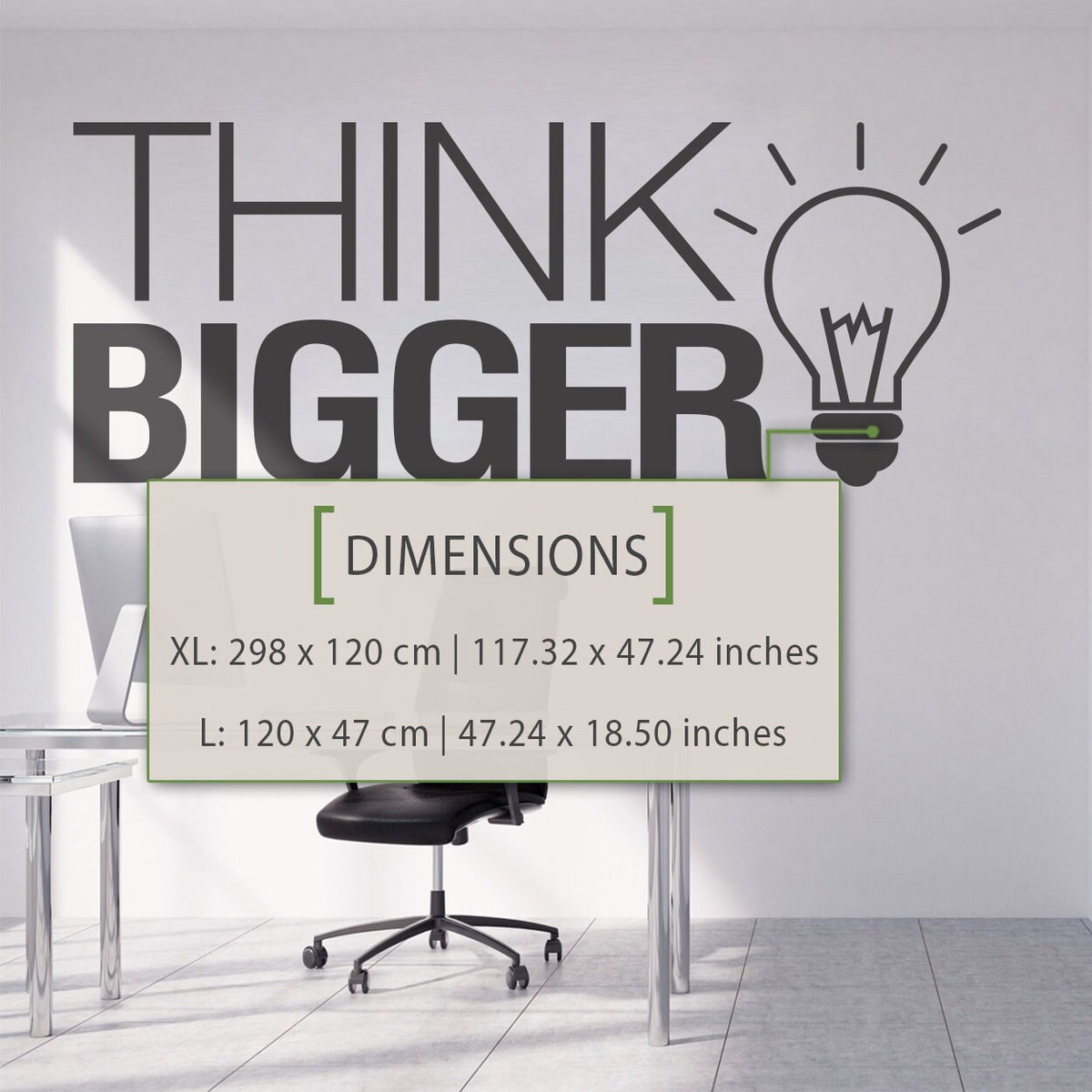 Think Bigger Office Wall Decal: Inspirational Typography Art