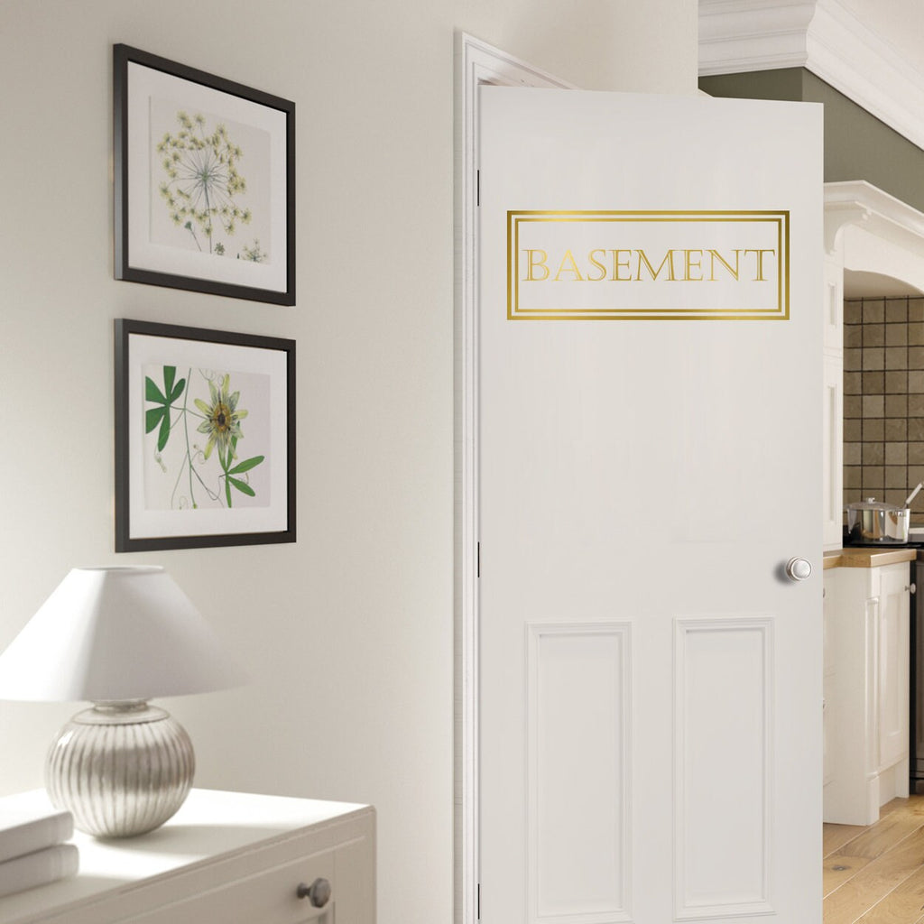 Basement Door Vinyl Decal: Organization Sticker