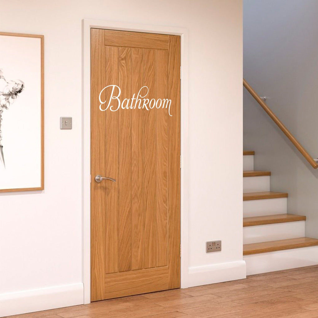Bathroom Vinyl Decal: Door Sticker, Home Decor (15x4.85 inches)