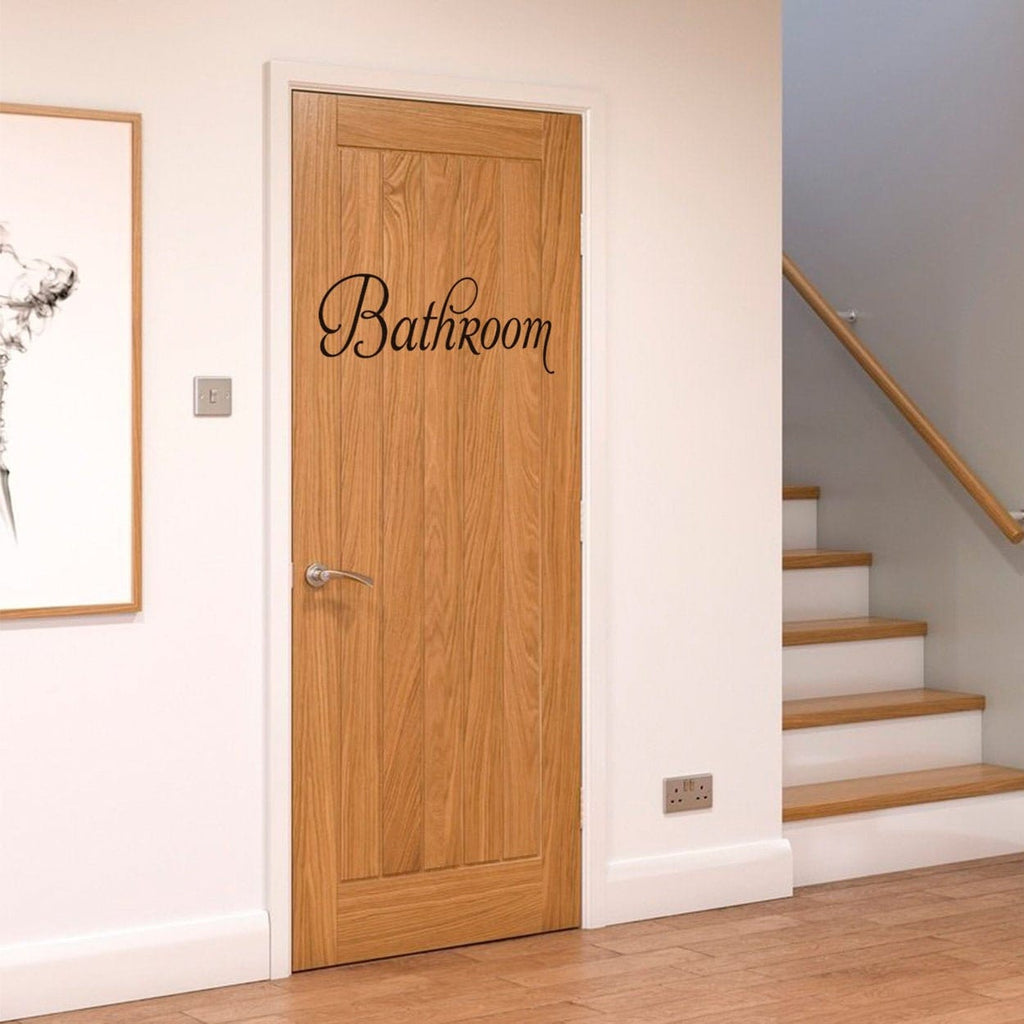Bathroom Vinyl Decal: Door Sticker, Home Decor (15x4.85 inches)