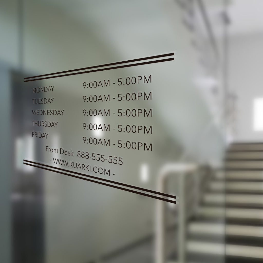 Business Hours Vinyl Decal - Storefront Window Sign