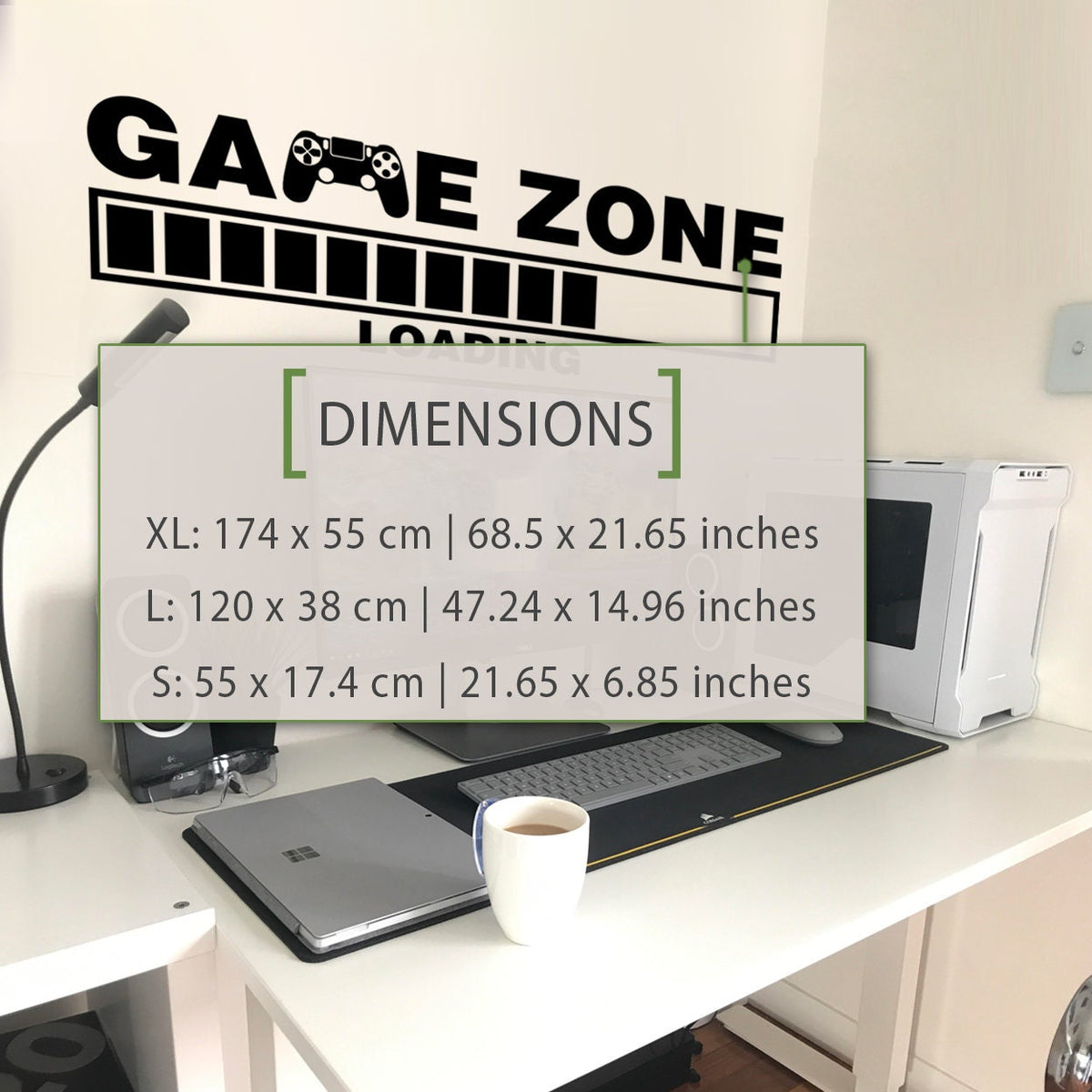 Game Zone Wall Decal, Gamer Room Decor, Battlestation Vinyl Sticker, Minimalist Art