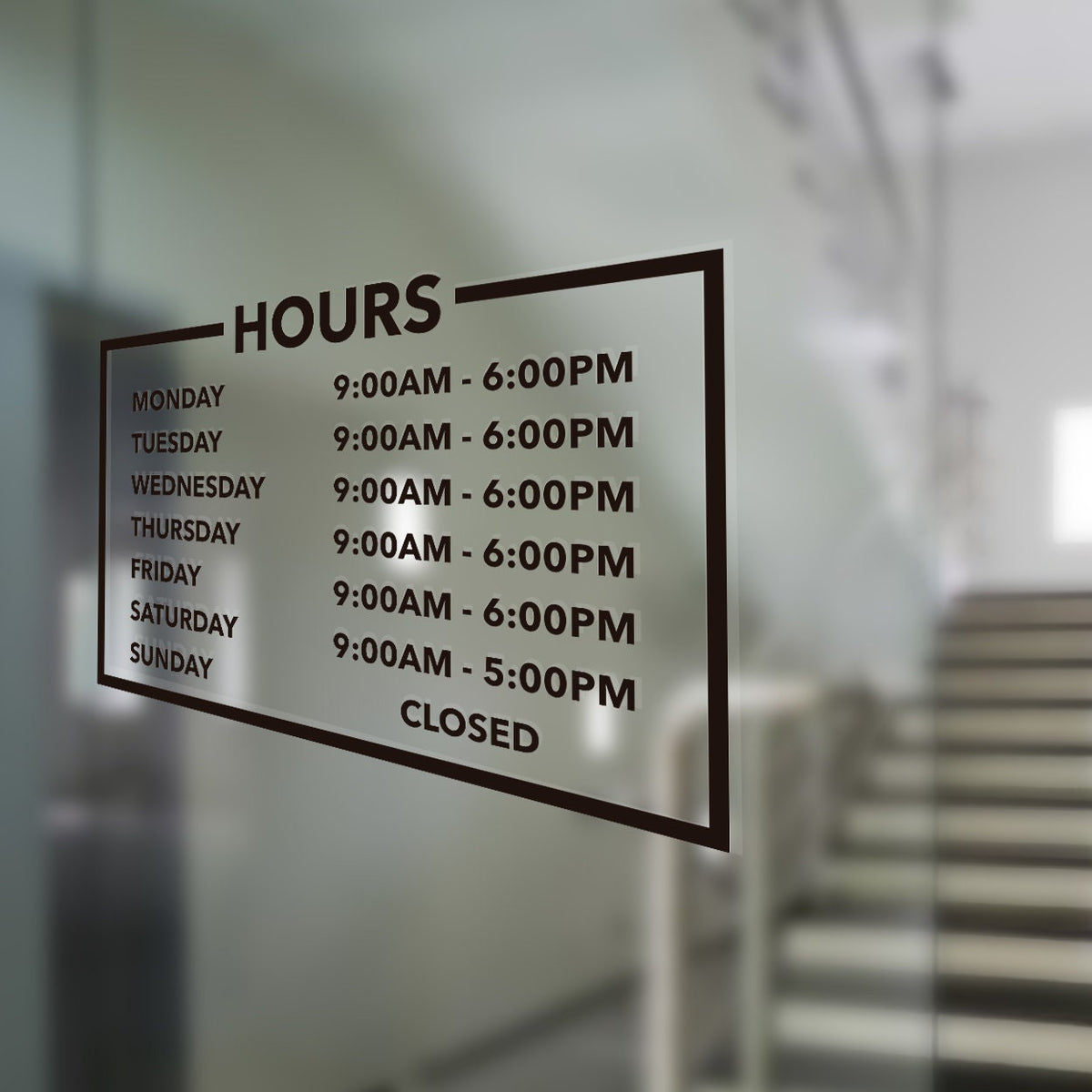 Business Hours Decal: Store Front Window Sign, Boutique Office Decor