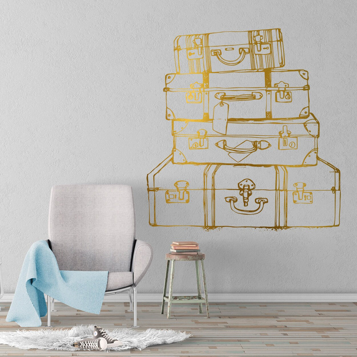 Vintage Luggage Wall Decal: Travel Home Decor