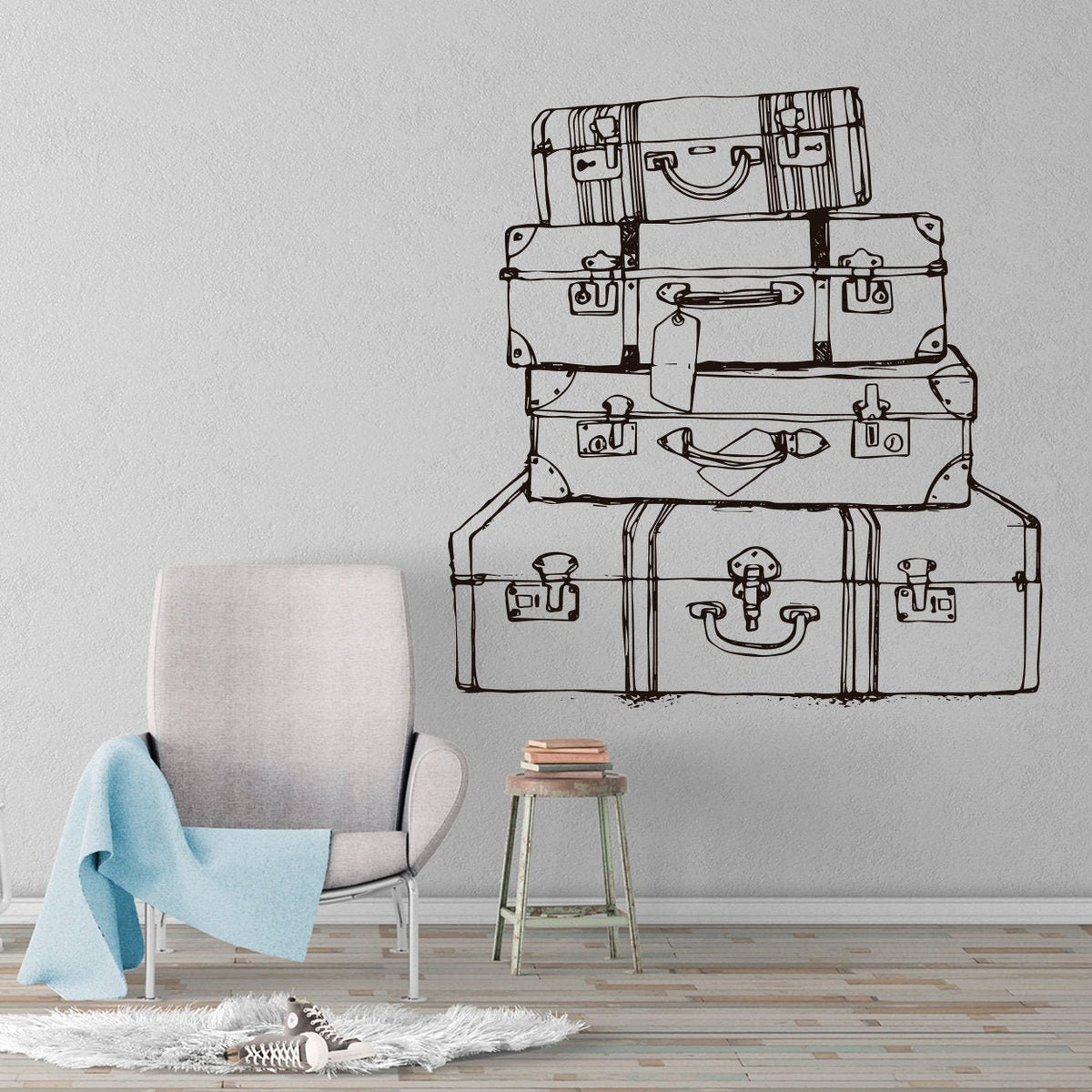 Vintage Luggage Wall Decal: Travel Home Decor