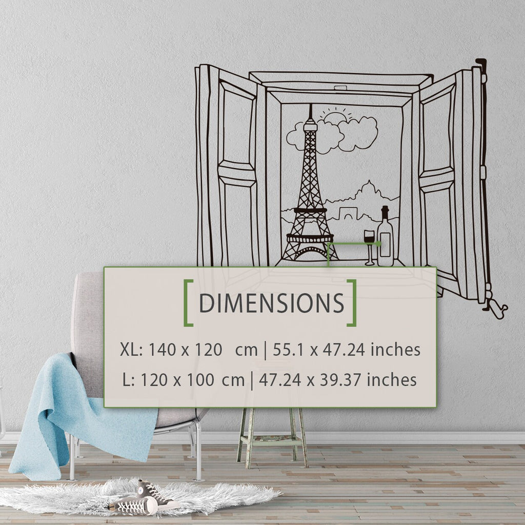 Eiffel Tower Paris Window View Wall Decal - Living Room Decor