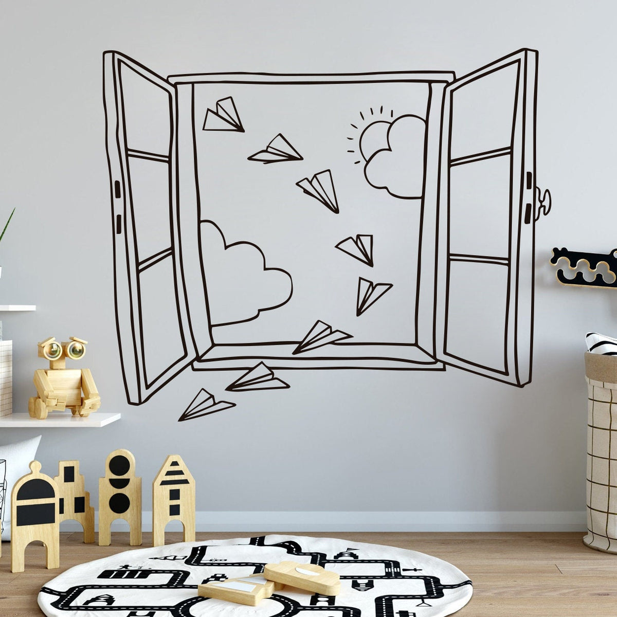 Paper Airplanes Vinyl Wall Decal: Kids Room Decor