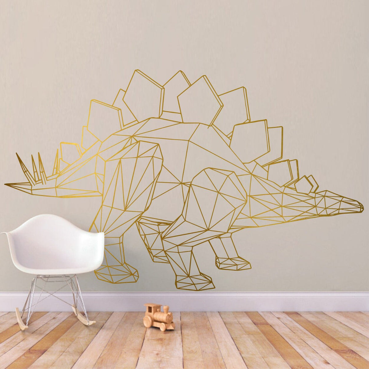 Geometric Stegosaurus Wall Decal: Minimalist Dinosaur Decor