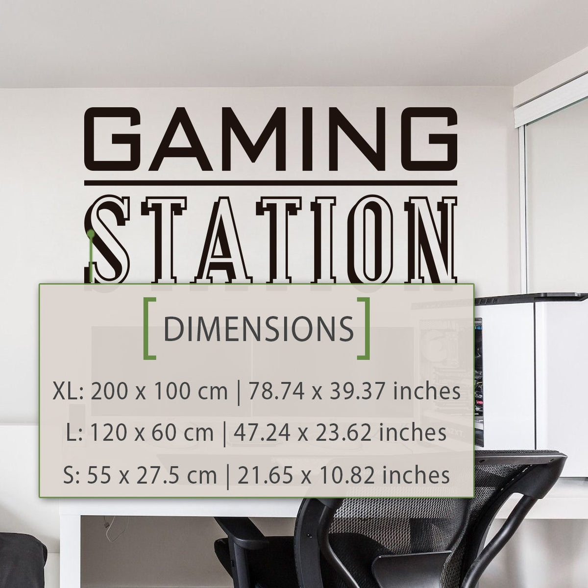 Gaming Station Wall Decal, Gamer Room Decor, Battlestation Vinyl Sticker, Minimalist Art