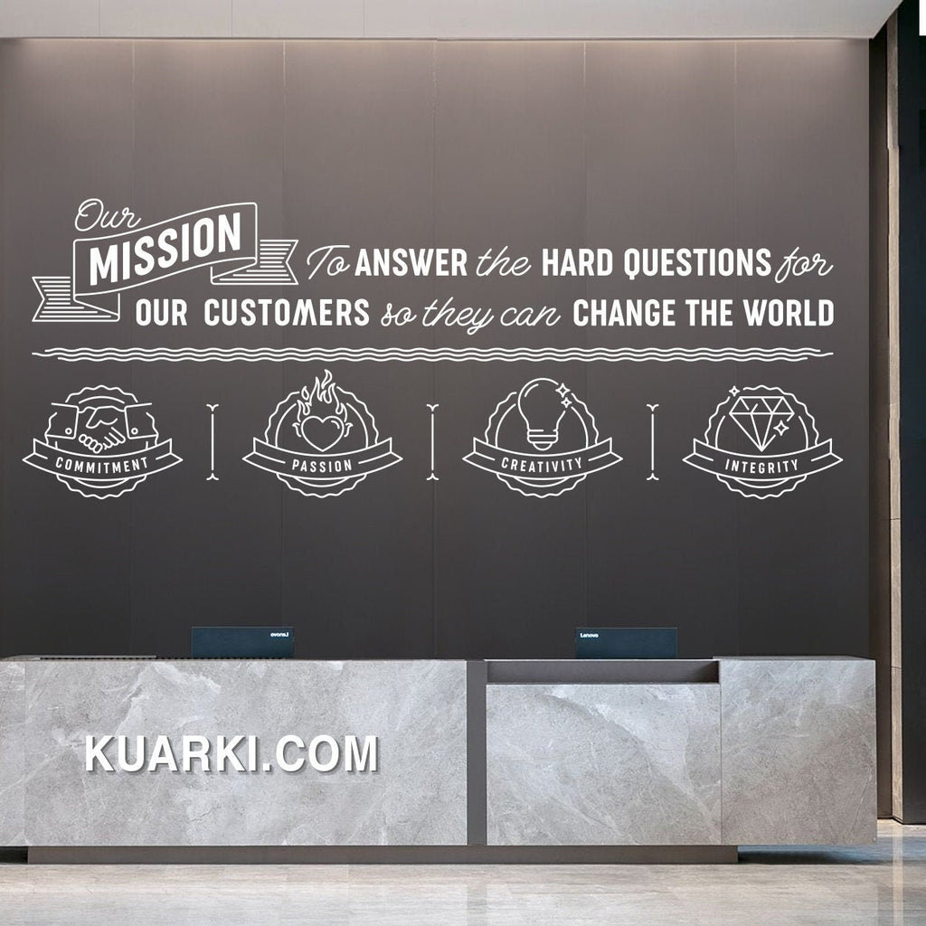 Mission & Values Office Wall Decal: Lobby Decor, Office Signs