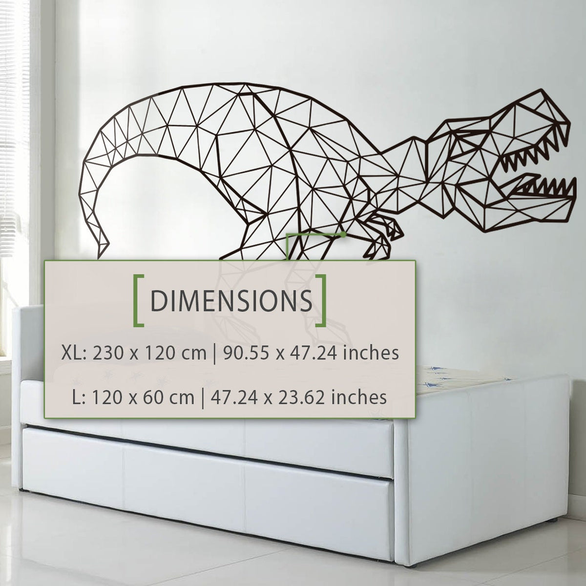 Geometric Dinosaur Wall Decal: T-Rex Kids Room Decor