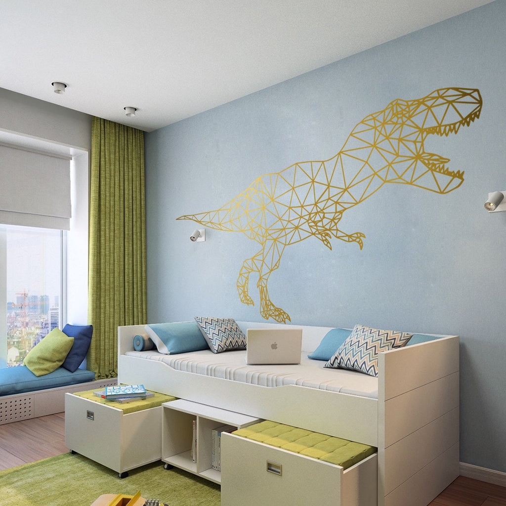 Geometric T-Rex Dinosaur Wall Decal: Minimalist Vinyl Kids Room Decor